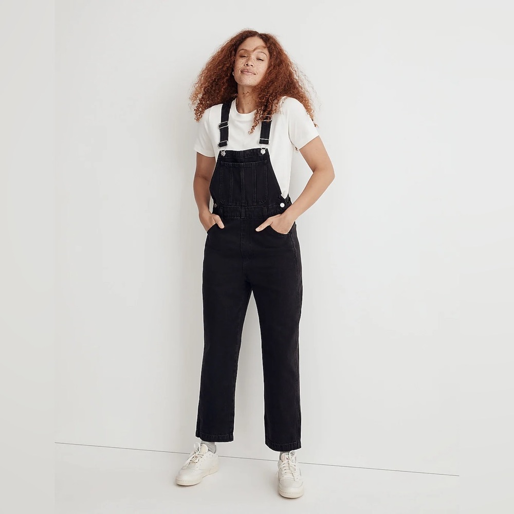 Madewell Black Straight Leg Overalls